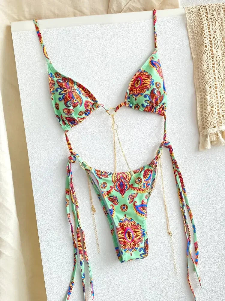 Boho Babe Brazilian High Wast Tie Up Bikini