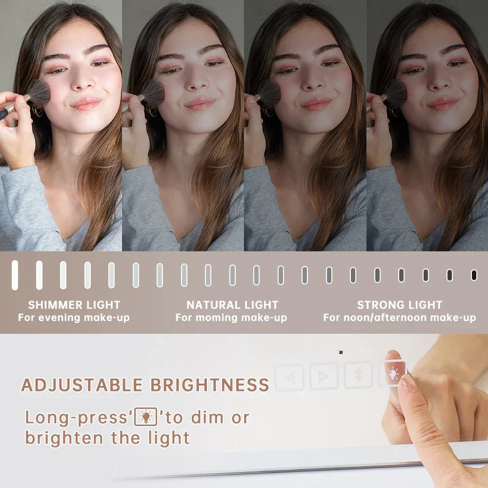 Large Bluetooth Vanity Mirror Makeup Mirror with Lights Hollywood Mirror Touchscreen Control Cosmetic Mirrors with 15 LED Bulbs LUXLIFE BRANDS
