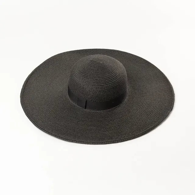 Summer Simple Floppy Sun Hat Women Wide Brim Beach Hat Girls Seaside Travel Foldable Straw Hat Sunscreen UV Protection Lady Cap