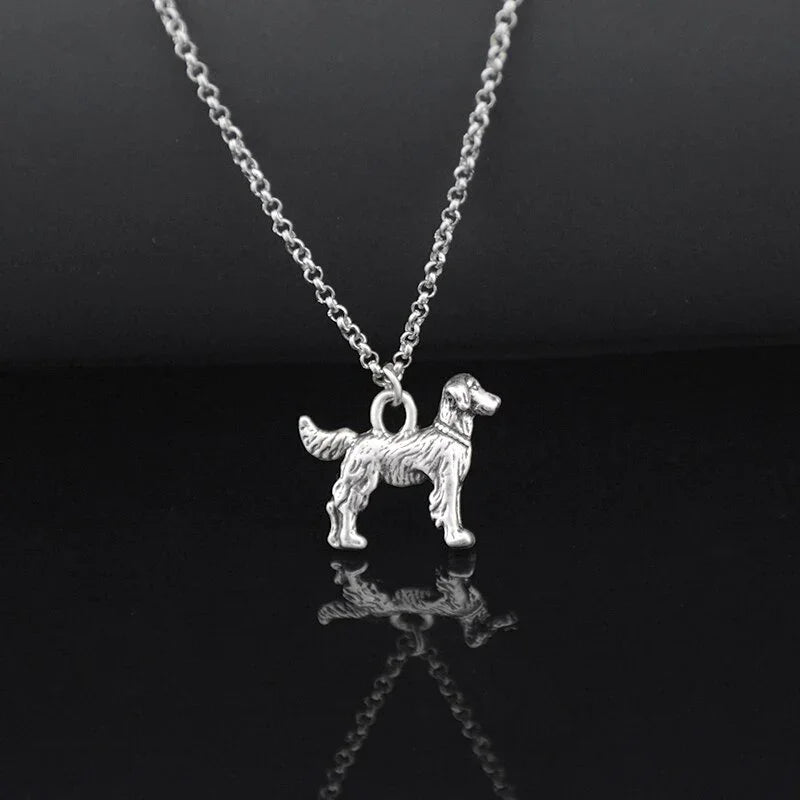 Vintage 3 Style Pomeranian & Samoyed & Keeshond & Golden Retriever & Whippet Dog Charms Pendant Necklace Women Pet Lover Gift LUXLIFE BRANDS