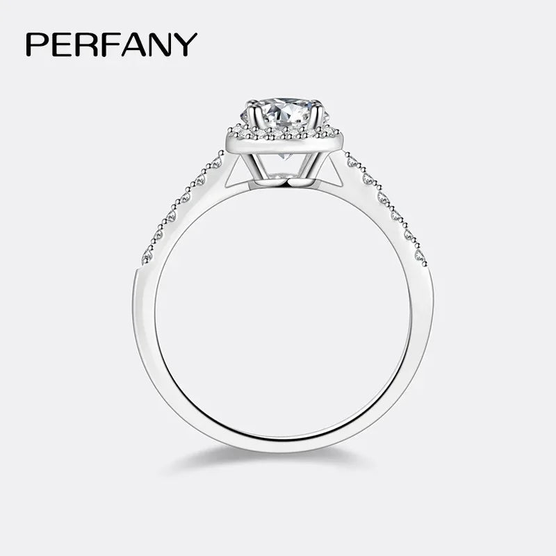 PERFANY 1/2CT Oval Cut Moissanite Ring for Women S925 Pure Silver Shiny Laboratory Certified Diamond Wedding Luxury Jewelry