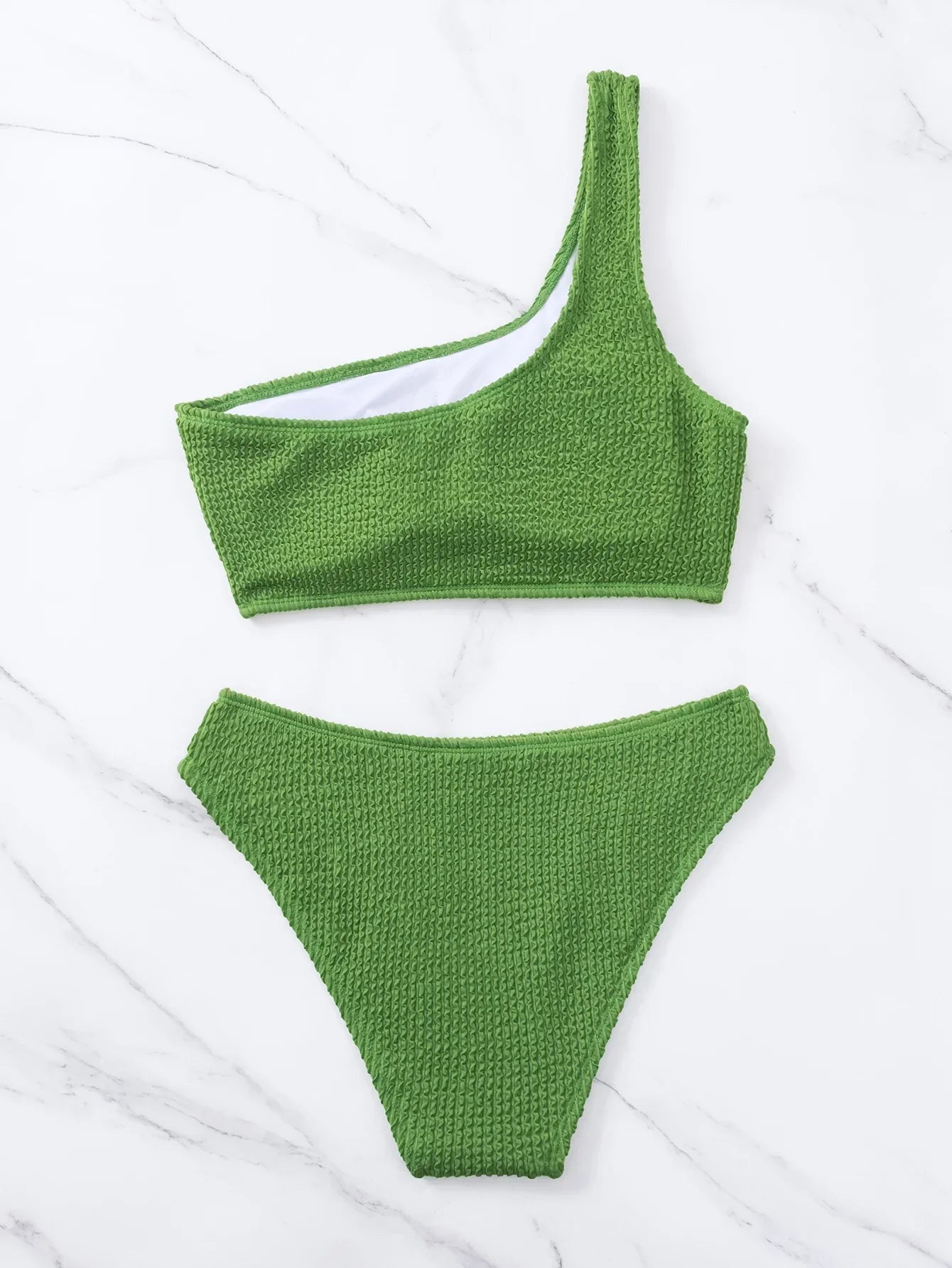 One-shoulder Bikini Set Warm Color Female Swimwear Suit low waist shorts 2 pieces women Beach set