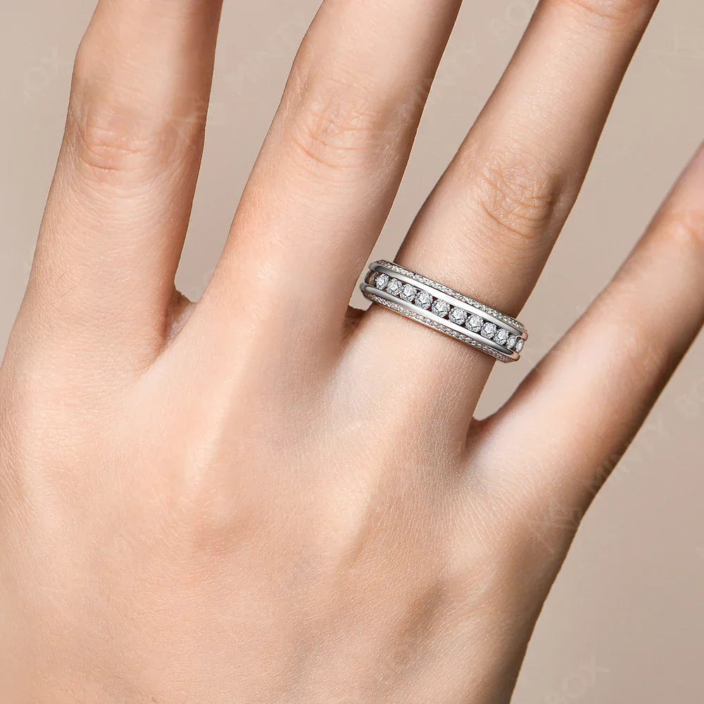 S925 Sterling Silver Moissanite Ring D VVS1 Lab Grown Diamond 1.68ctw