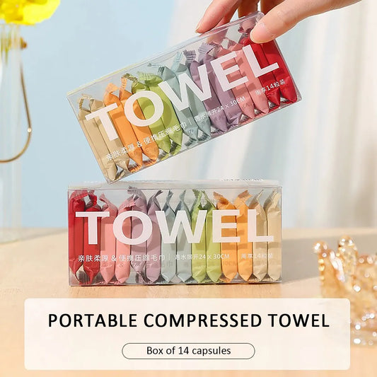 Portable Candy Compressed Towel Day Throw Towel Thickened and Enlarged Cotton Face Wash Travel Pack Disposable Face Towel LUXLIFE BRANDS
