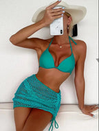 Nadanbao Sexy Mesh Solid Bikini Set Swimsuits for Woman Backless Travel Party Swimwear Female Summer Beach Fashion Bikini Luxlife Brands