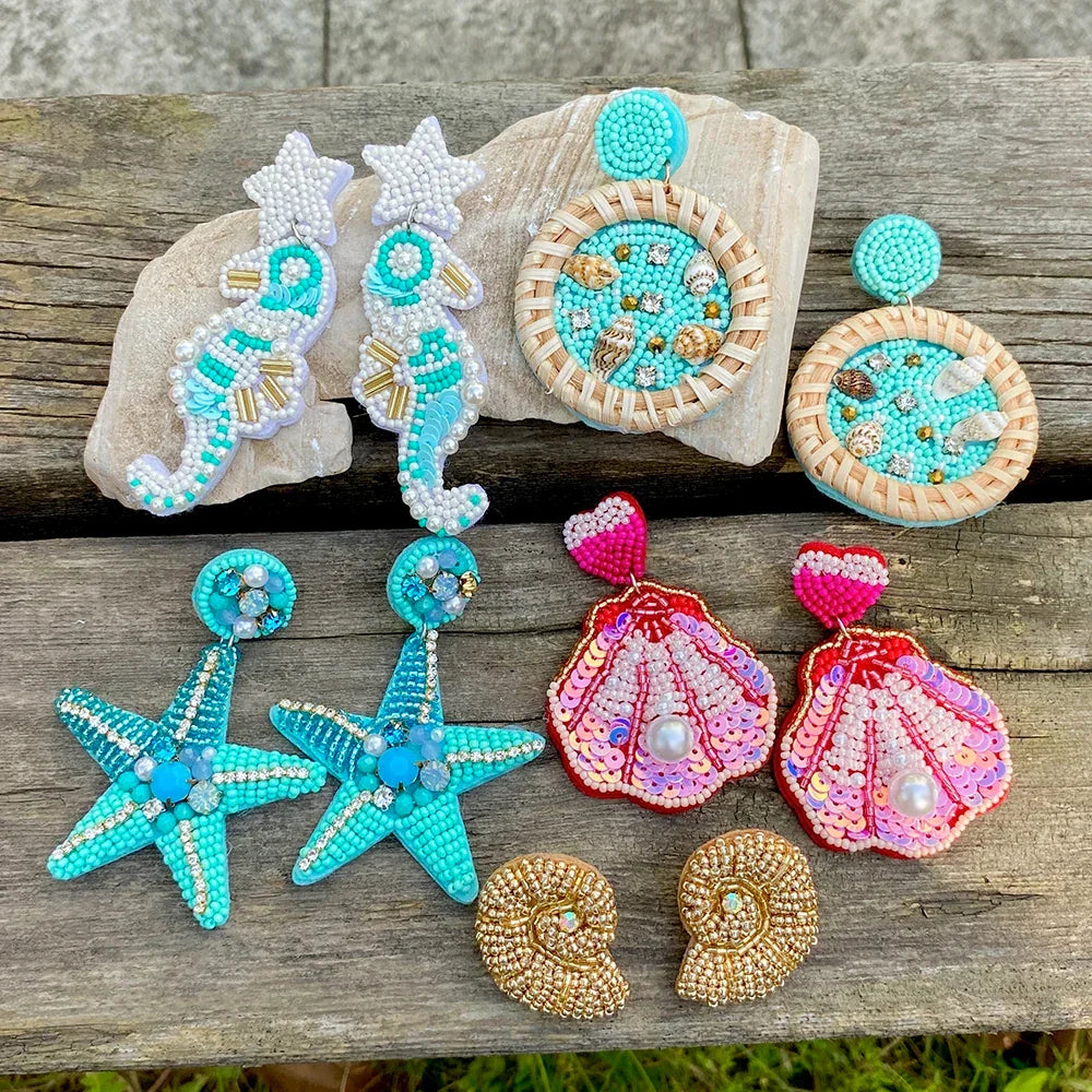 Handmade Beaded Drop Earrings