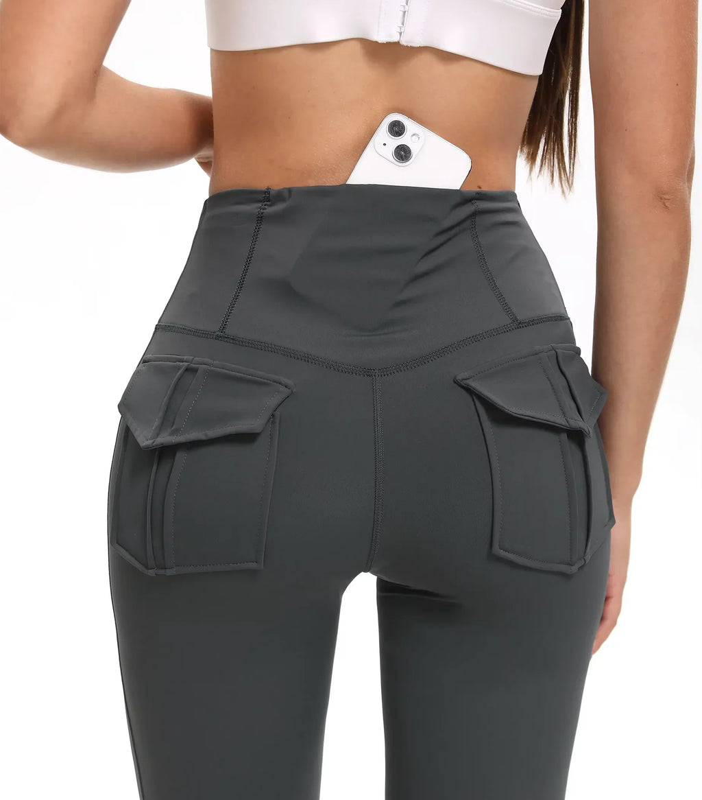 Women's Flare Leggings with Pockets High Waisted Butt Lifting No Front Seam Tummy Control Bootcut Yoga Pants for Women