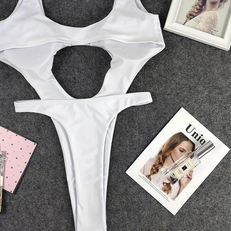 DEAT Fashion Women's New Hollow Out Lace Up One-piece Swimsuit High Elasticity Beach Vacation Style Bikini Female Trend 11A04793