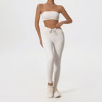 Ctenkevet Summer Women's Breathable Yoga Set Female High Waist Drawstring Sports Suit 2ps Women Fitness Wear Strapless Bra Woman Luxlife Brands