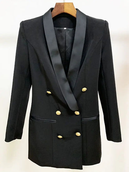 Lux Designer Satin Collar Long Brazer