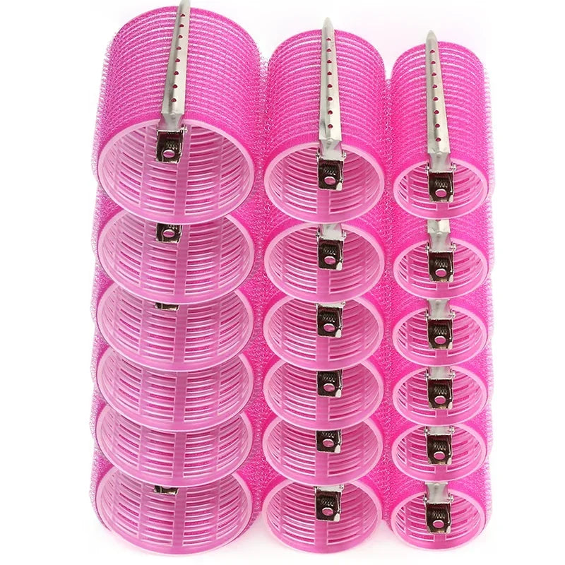 28pcs/Set Hair Roller Sets 18pcs Plastic Self Grip Hair Curlers 3 Sizes Hair Rollers 10pcs Metal Clips DIY Hairdressing Tools Luxlife Brands