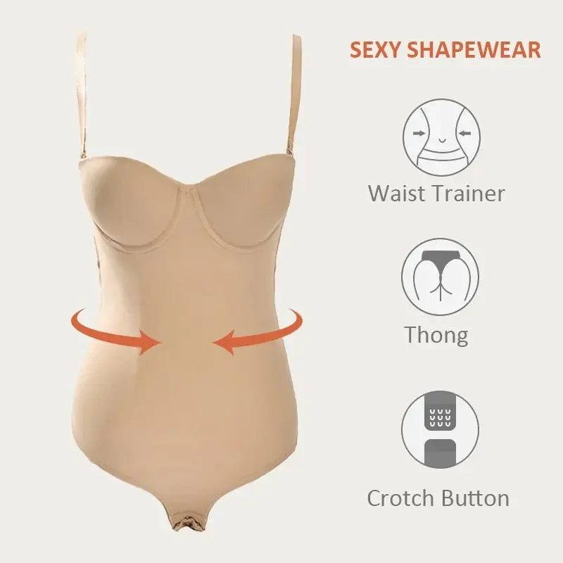 Women Shapewear Bodysuit Waist Trainer Body Shaper Bra Push Up Corset Tummy Control Underwear Sexy Backless Slim Bodyshapers