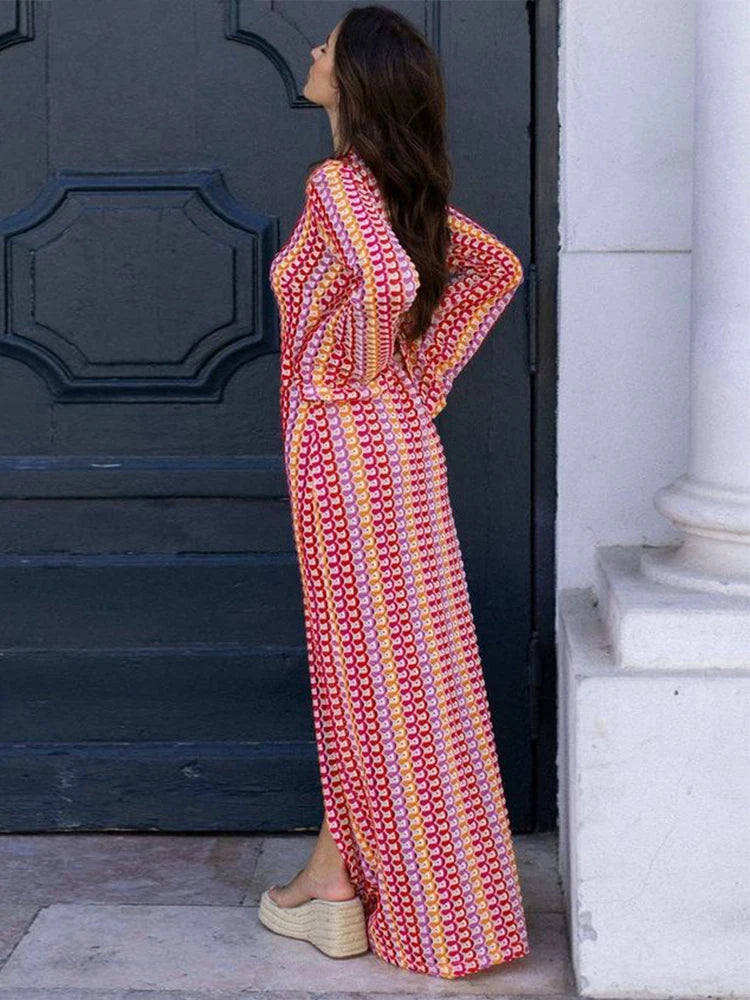 Sexy Backless Flare Sleeve Lace Knit Cut Out Party Beach Maxi Dress 2025 Summer Women Vacation Beachwear Swimsuit Cover Up A2815 Luxlife Brands