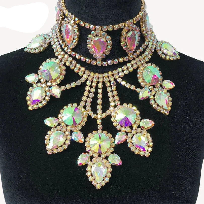 Large Crystal Drop Pendant Necklace