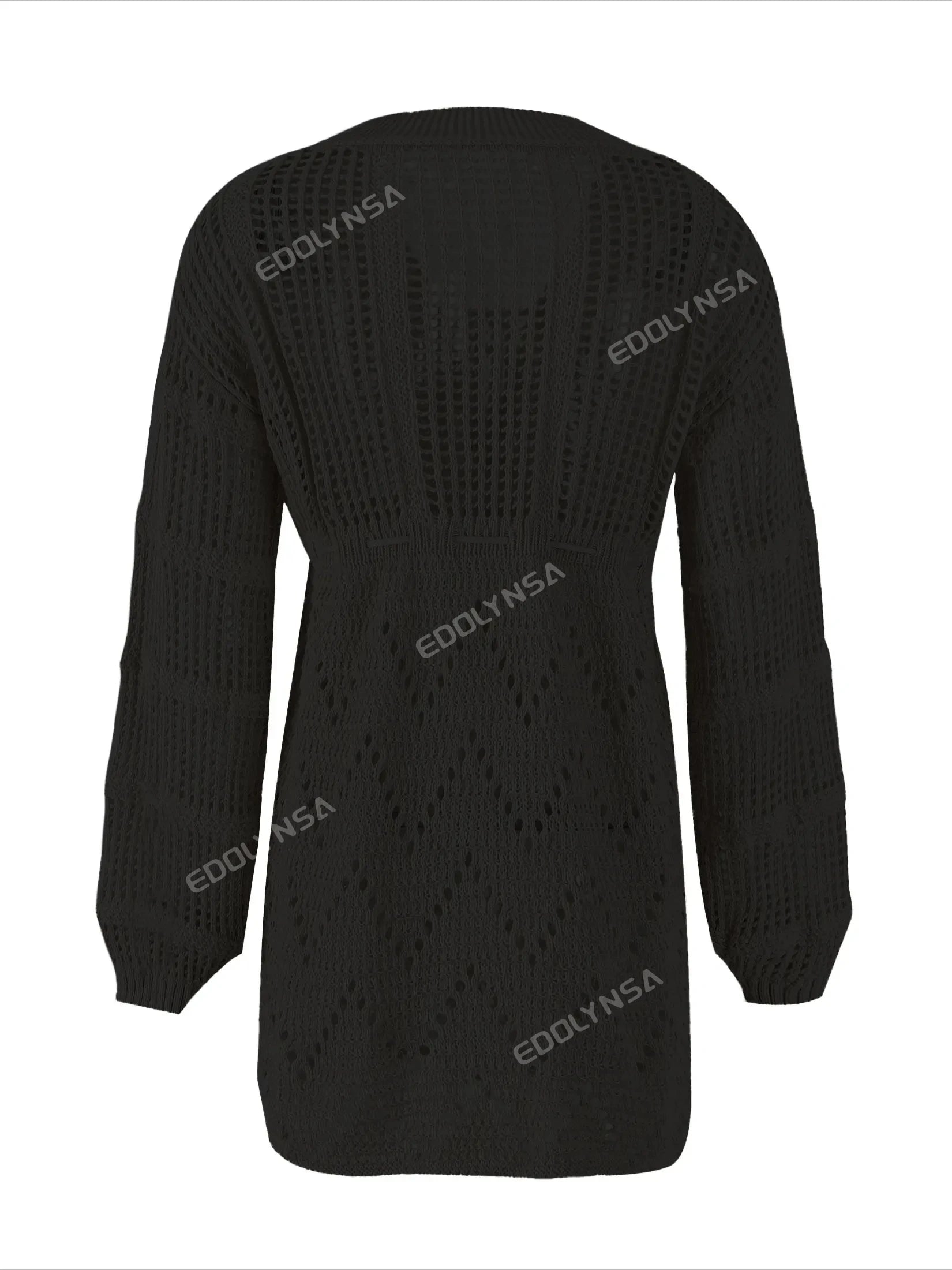 Sexy Deep V-neck Lace-up Bell Sleeve Knit Mesh Hollow Out Beach Mini Dress 2025 Summer Swimsuit Cover Up Women Casual Tunic K14 Luxlife Brands