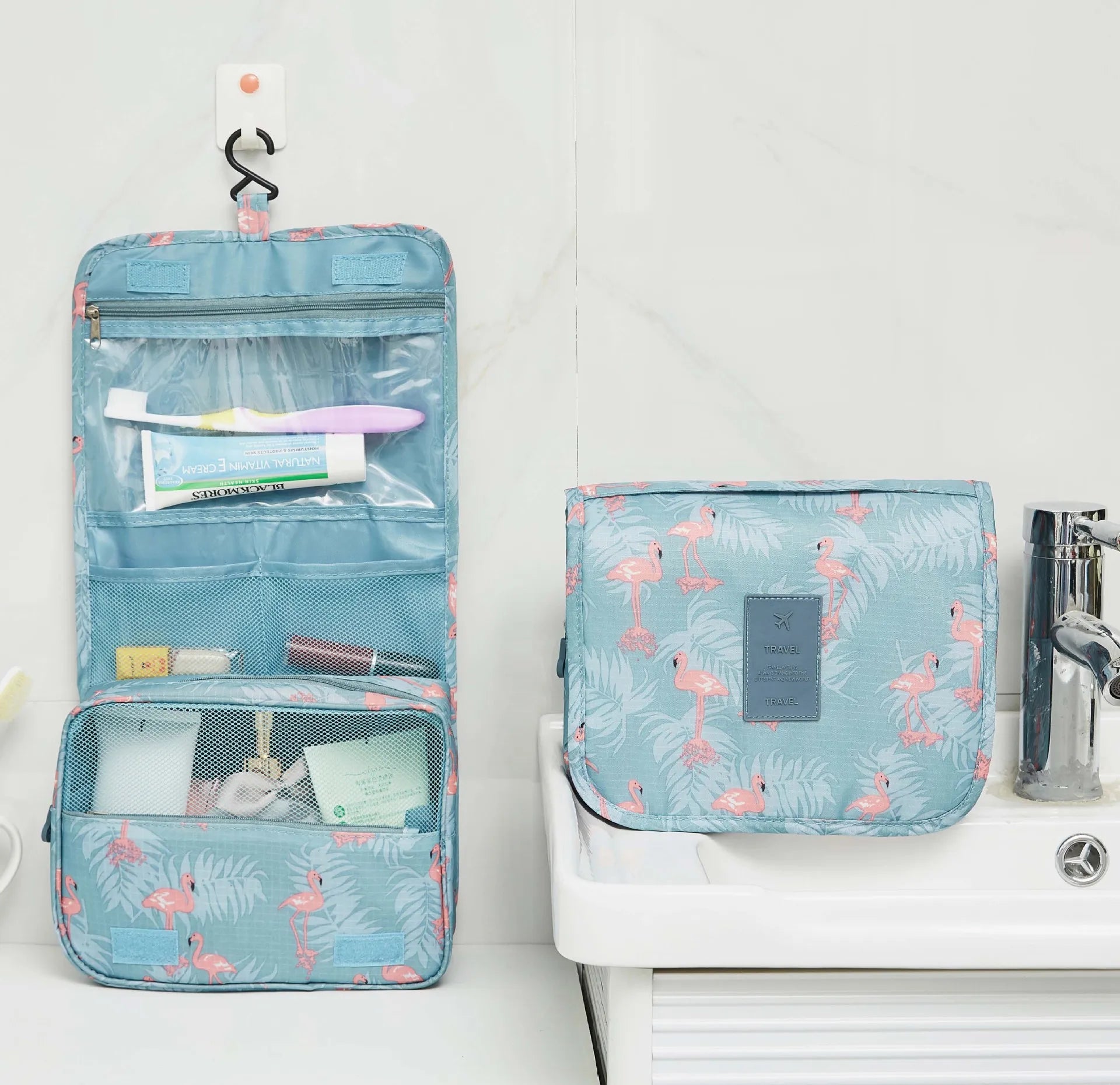 Cosmetic Bags Wash Travel Nylon Hook Cosmetic Bag Toiletries Organizer Waterproof Storage Neceser Hanging Bathroom LUXLIFE BRANDS