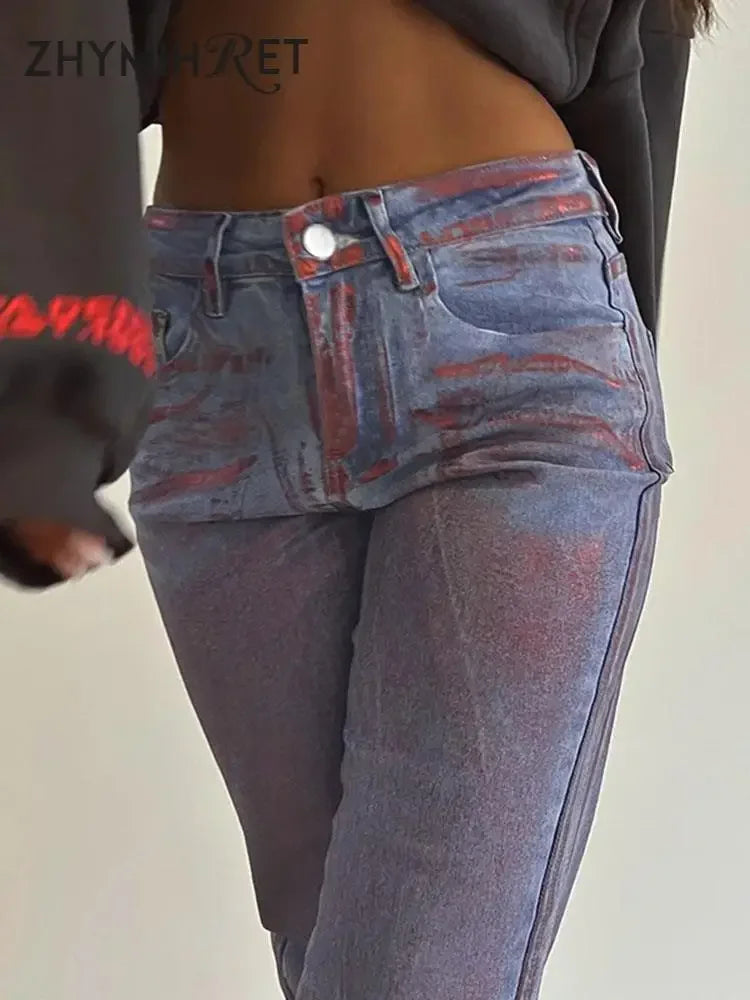 Statement High Waist Straight Leg Jeans LUXLIFE BRANDS