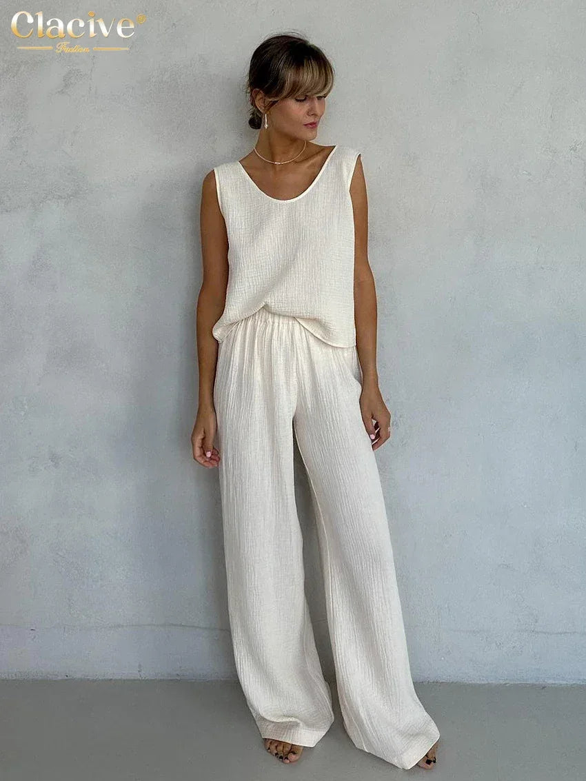 Sunday Cotton Wide Leg Loungewear LUXLIFE BRANDS