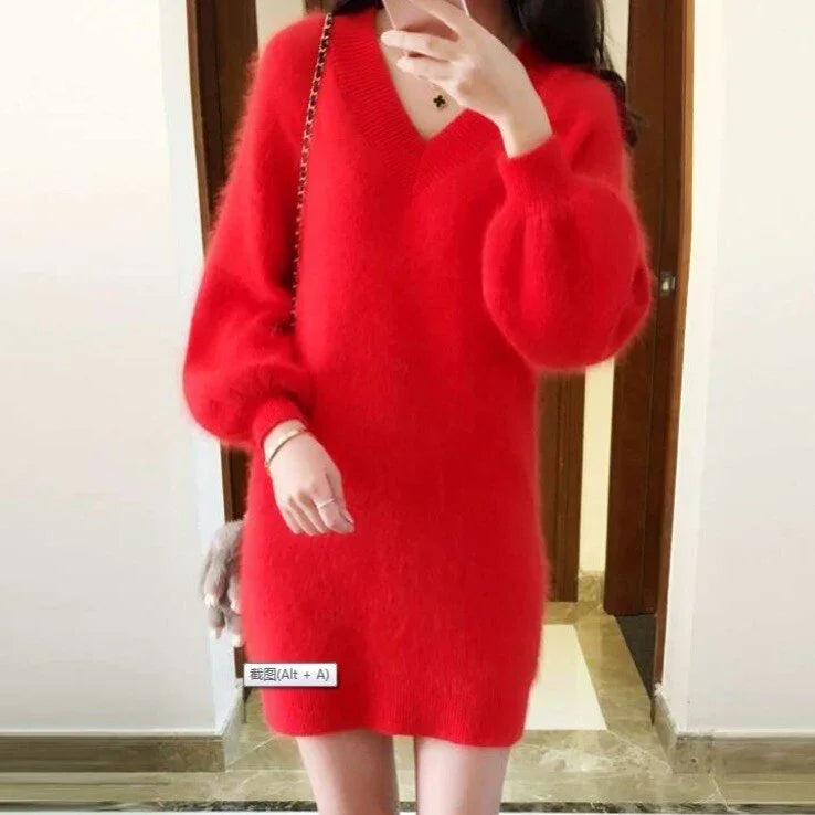 Super Cozy Long Sleeve Sweater Dress LUXLIFE BRANDS