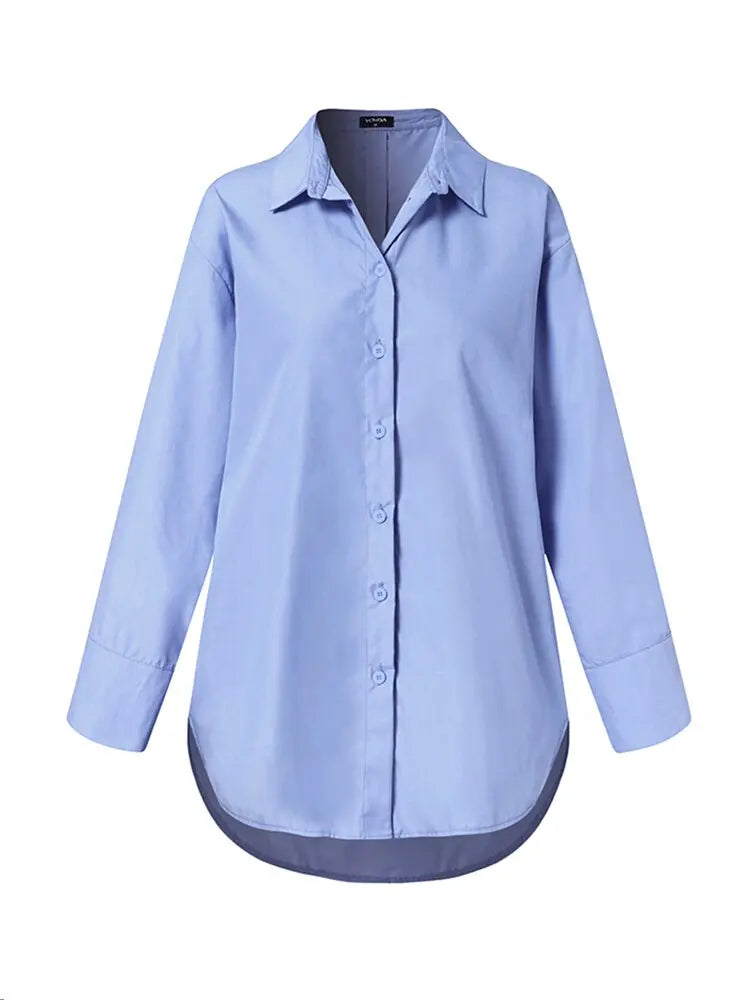 Casual Long Sleeve Solid Shirts Women Sexy Baggy Tops 2023 VONDA Ladies Party Tops Tunic Female Blusas Femininas Blouses