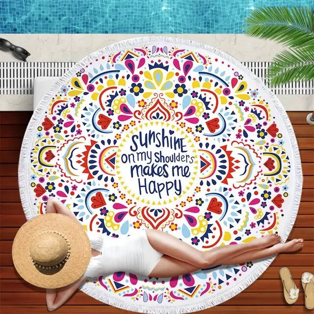 Gradient Mandala Round Beach Towel/Yoga Mat