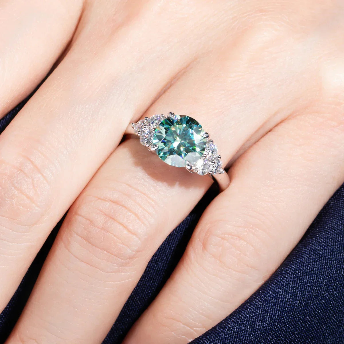 3ct Round Cut Moissanite Engagement Ring 18K Gold Plated Silver Luxlife Brands