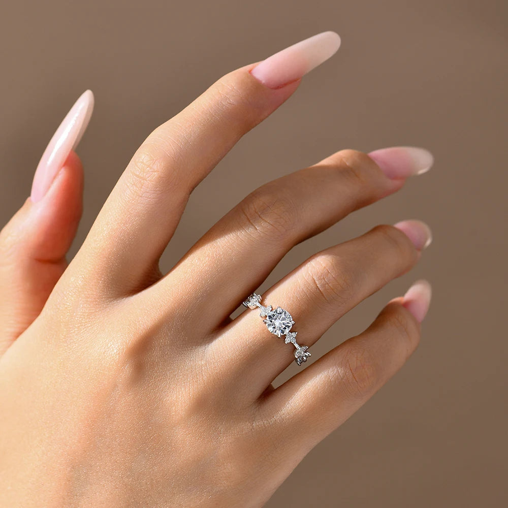 ATTAGEMS New Moissanite Ring for Women Four claws s925 Silver Rings Yellow Gold Plated Classic Anniversary Jewelry Free Shipping