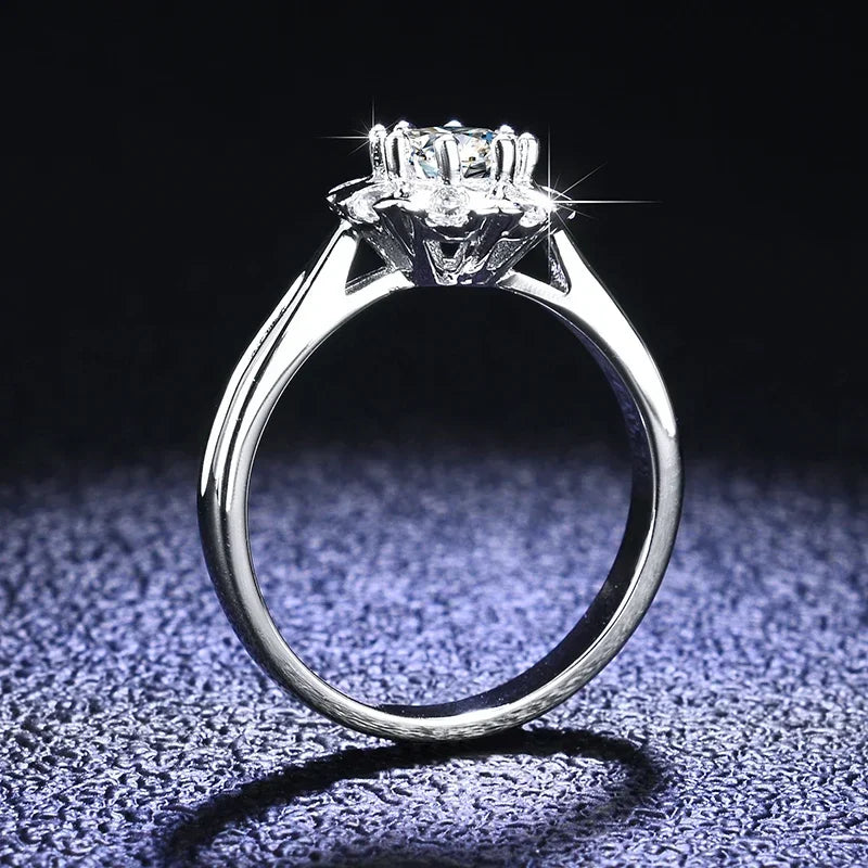 Luxury PT950 Platinum Ring Bridal Bouquet 1 Carat Diamond Moissanite Rings Women High Quality Wedding Jewelry Gift of Love LUXLIFE BRANDS