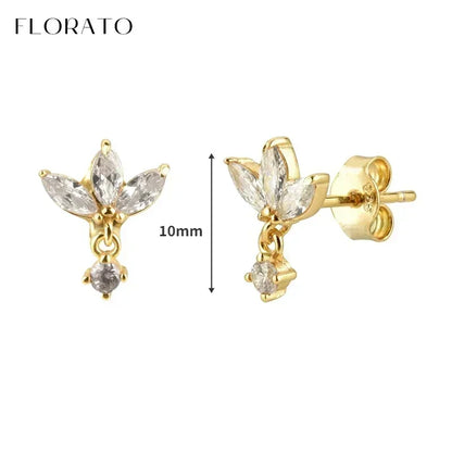 Luxury white crystal zircon earrings 925 sterling silver ear needles Hoop gold earrings For women Fashion Luxury Wedding Jewelry