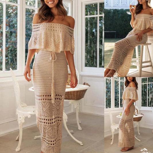 Bermuda Apricot Crochet Vaca Dress LUXLIFE BRANDS