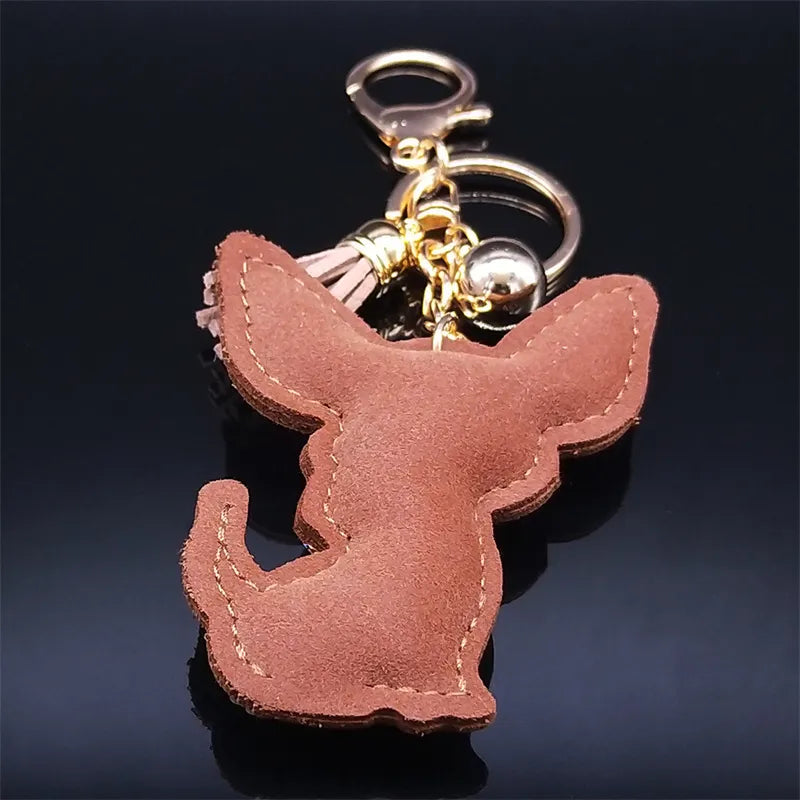 Cute Chihuahua Dog Crystal Keychain Bag Accessories for Women Gold Color Female Keyring Jewelry llaveros para mujer K7326S01 LUXLIFE BRANDS