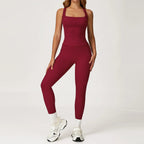Hearuisavy 2Pcs Woman's Sports Set Naked-Feel Racerback Sports Tops Gym Tank Top Female Breathable High Waist Fitness Yoga Pants Luxlife Brands