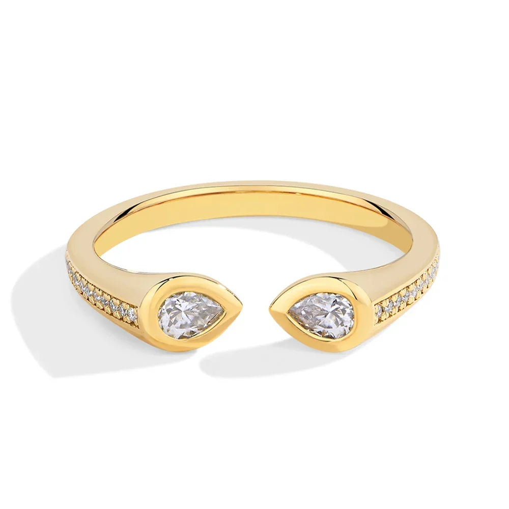 MINTYBOX Pear Shape Lab Grown Diamond Ring 0.5CT S925 Silver Moissanite Rings For Women 18k White Gold Plated Wedding Jewelry