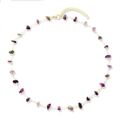 Real Carnelian Crystal Necklace for Women Fashion Handmade Natural Irregular Amethysts Stone Beads Choker Jewelry Collar Gift