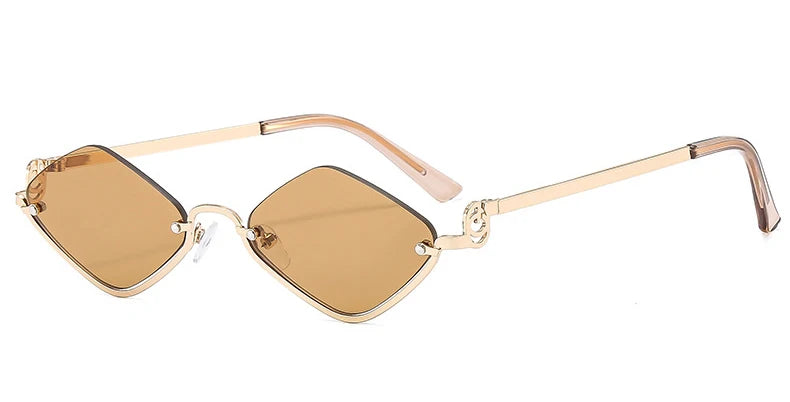 Fashion Small Polygonal Sunglasses Women Brand Metal Half Frame Glasses Ladies Hipster Sexy Cat Eye Shades Vintage