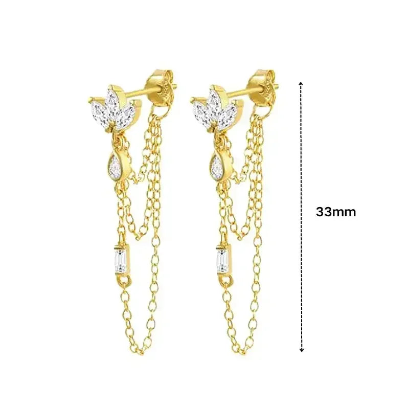 Luxury white crystal zircon earrings 925 sterling silver ear needles Hoop gold earrings For women Fashion Luxury Wedding Jewelry