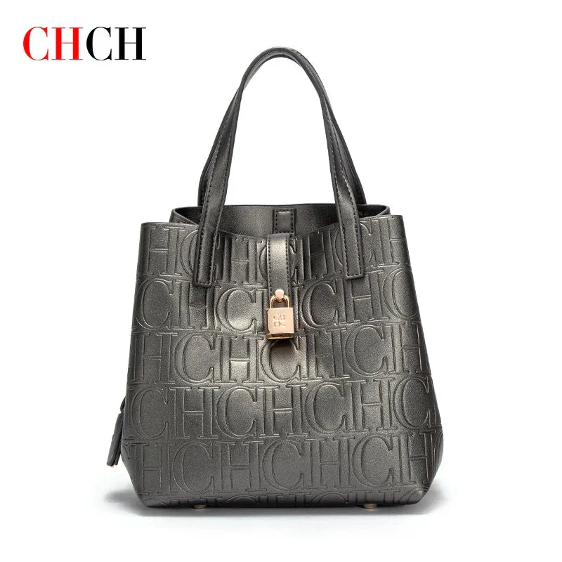 CHCH Women's Tote Bag New Steel Embossed Handheld Bun Mother Shopping Bag