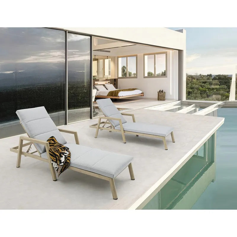 Aluminum Natural Fabric Sun Lounger  Swimming Pool Outdoor Furniture Garden Set Terrace Hotel Beach Sling Chair Outdoor Living