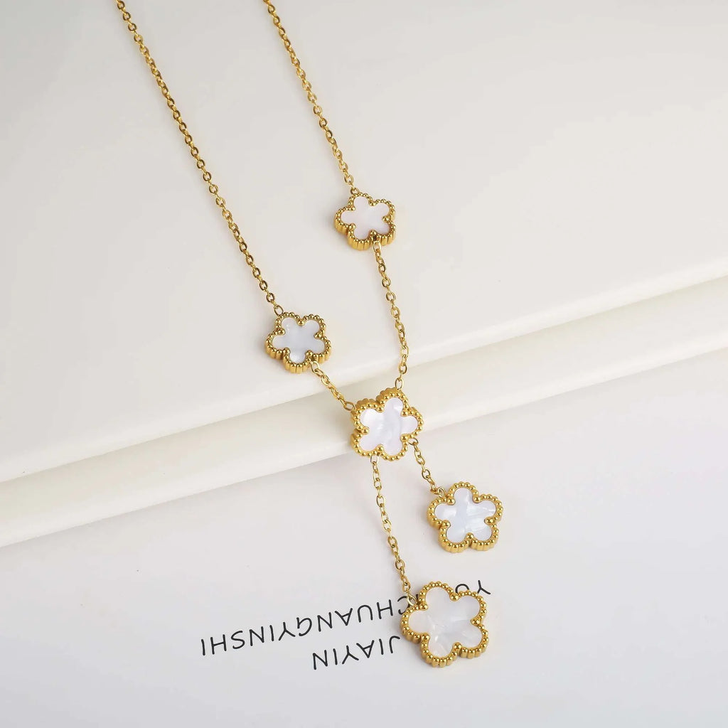 Hot Sale Stainless Steel Laser Five Leaf Flower Petal Adjustable Clover Bracelet Classic for Woman Girl Brand Jewelry Party Gift