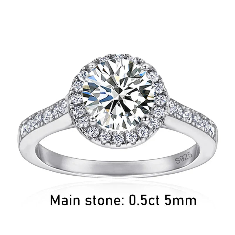 Tezzc 2ct Moissanite Halo Engagement Ring For Women S925 Sterling Silver Wedding Rings With certificate Fine Jewelry Wholesale