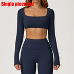 Yoga Shirts Fitness Long Sleeve Women Sport Crop Top Women Square Neck Gym Top Yoga T-Shirt Clothing Casual Quick Dry Sportswear Luxlife Brands