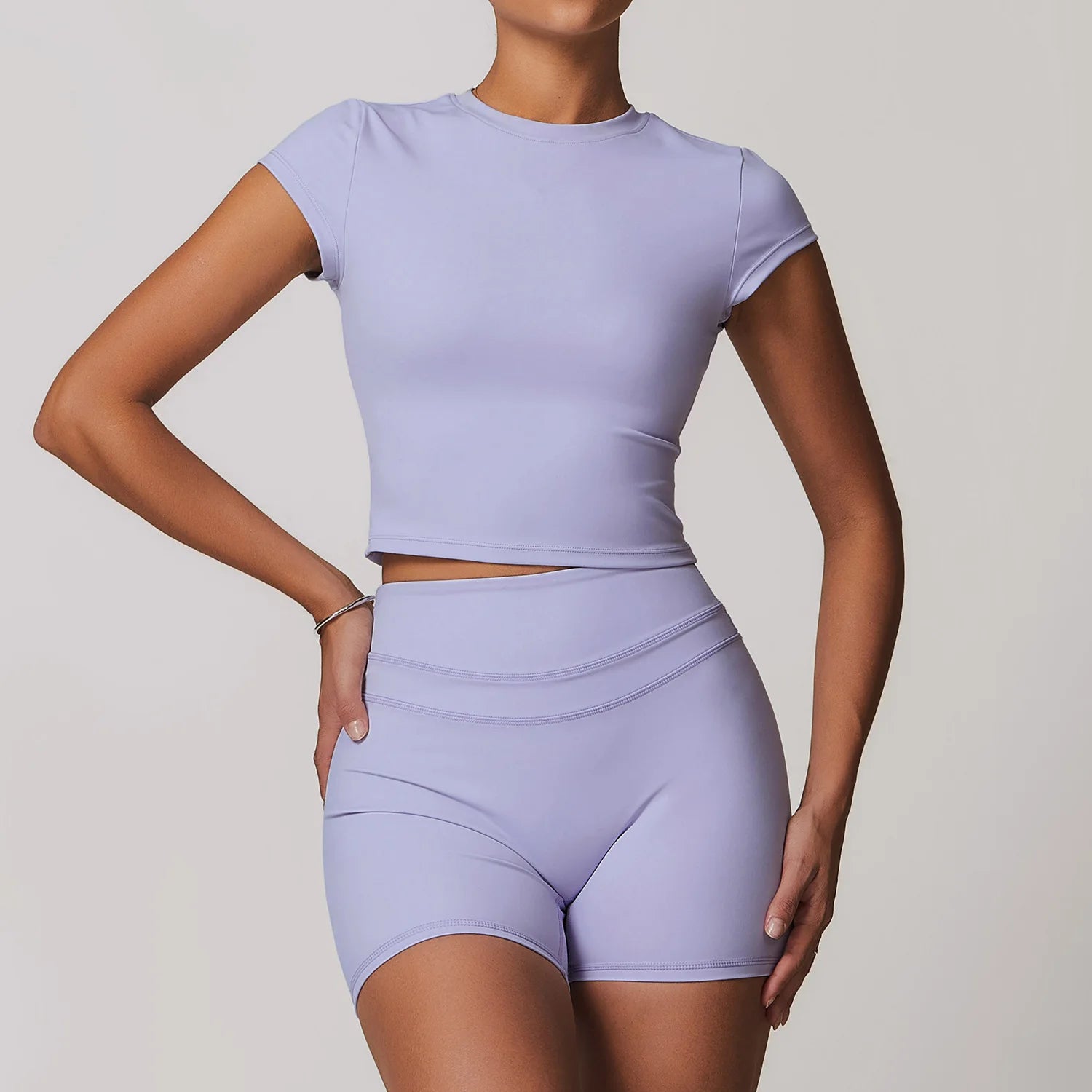 Hearuisavy 2-Piece Yoga Sets Sports Suit Women Fitness Tracksuit Running Workout Shirt Yoga Clothing Quick-Drying Gym Set Women