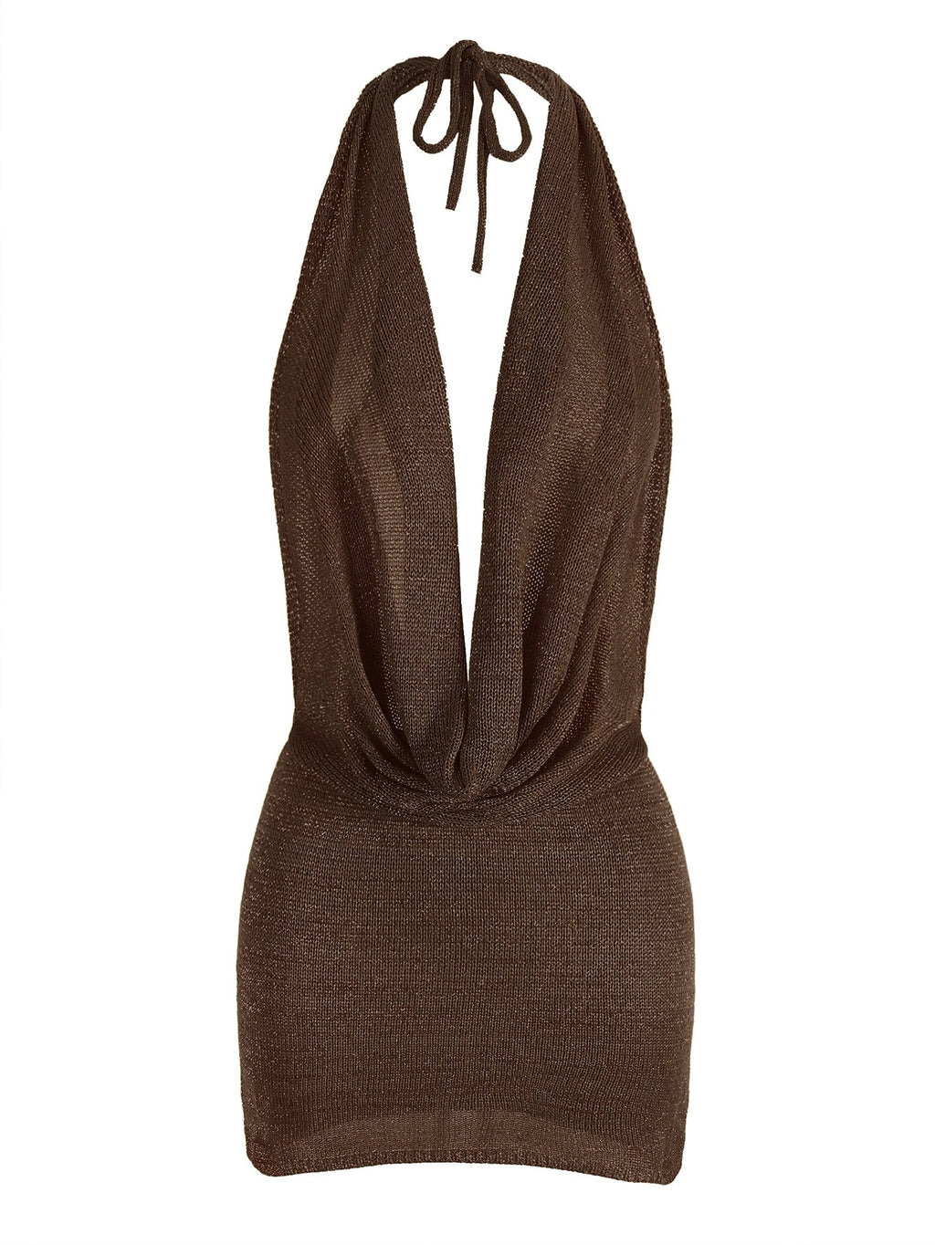 2026 Women New Year Bright Silk Dresses Sexy Stacked V Halter Neck Backless Knit Beach Mini Dress Summer Swimsuit Cover Up K145 Luxlife Brands