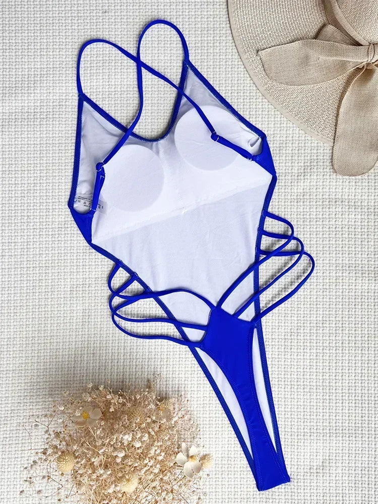 Sexy Criss Cross Backless Female Swimwear One Piece Swimsuit Women Extreme String Thong Monokini High Cut Bathing Suit Swim Lady