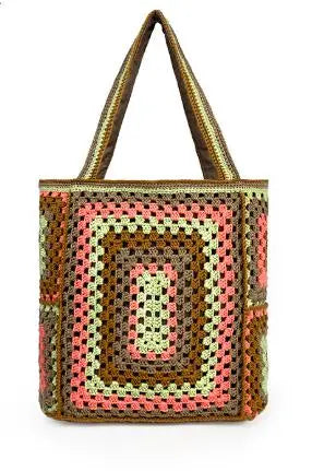 Bohemian Crochet Women Shoulder Bags Knitting Large Capacity Tote Bag Casual Lady Handbags Big Shopper Purses Summer Beach Bags