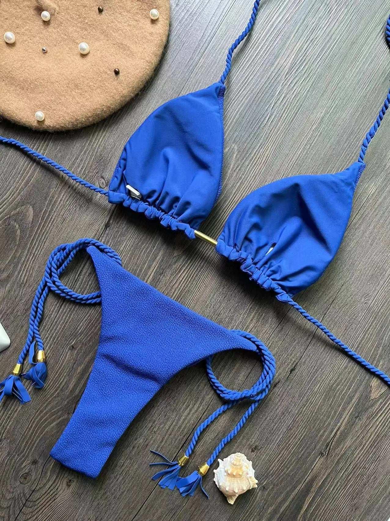 RUOTONSEPT Sexy Braiding rope Bandage Bikini Set Women's Swimsuit Two-piece Triangle Swimwear Bathing Suit Brazilian Biquinis