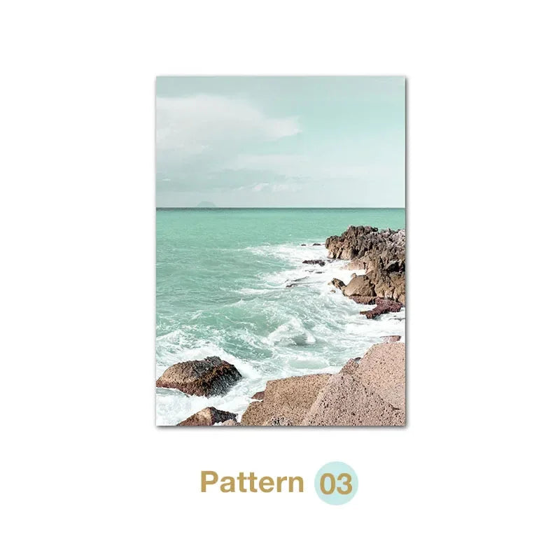 Turquoise Maldives Summer Sea Beach Coconut Tree Wall Posters and Prints Canvas Painting Landscape Picture for Living Room Decor