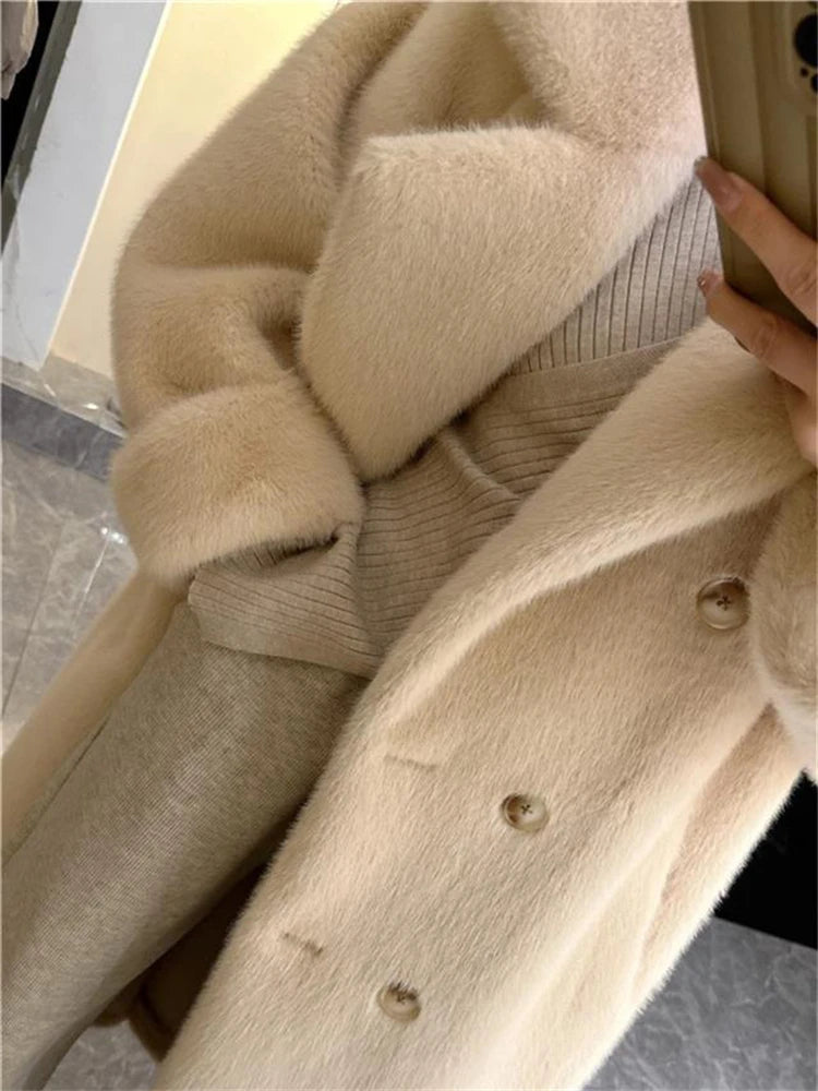 Thicken Warm Long Faux Fur Overcoats Winter Imitate Mink Plush Chaquetas High Quality Women Coats Luxury Elegant Furry Jackets LUXLIFE BRANDS