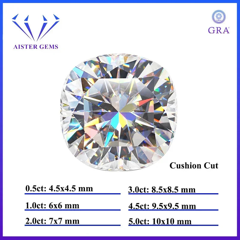 White D Color Moissanite diamonds with GRA Certificate Round Oval Heart Emerald Princess Radiant Cushion Trilliant Marquise Cut Luxlife Brands