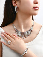 ATTAGEMS Real Moissanite Jewelry Set for Women D VVS1 S925 Sterling Silver Luxury Ring Earrings Bracelet Necklace  Wedding Gifts Luxlife Brands